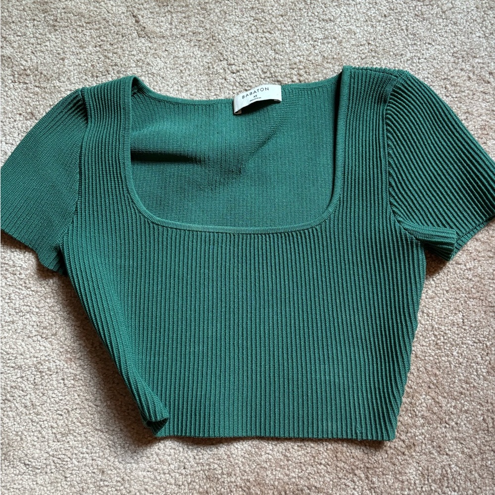 Aritzia Babaton cropped tee in green